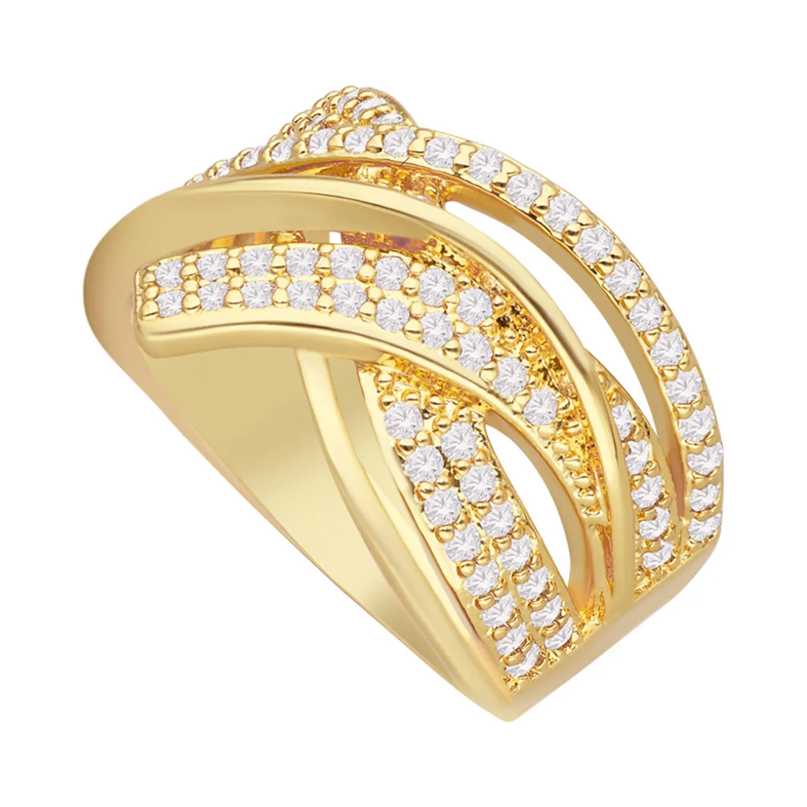 Bague Dorée Tresse Sertie