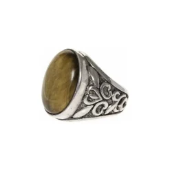 Bague Homme Symbol Argent Pierre œil De Tigre