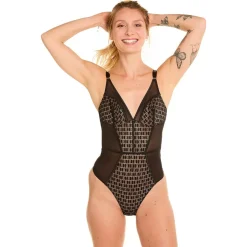 Body tanga noir Merveilleux
