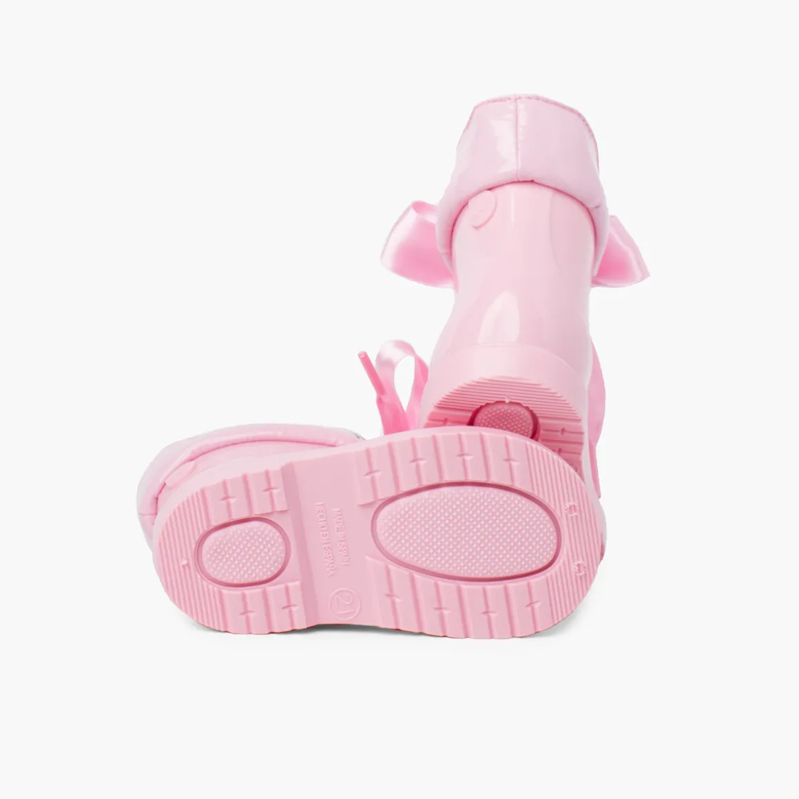 Bottes De Pluie Basses En Cuir Verni Avec Nœud Pour Fille