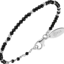 Bracelet Argent Rhodié Simple Perles Naturelles Noires