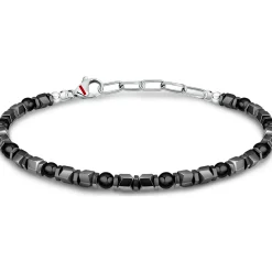 Bracelet en acier et onyx