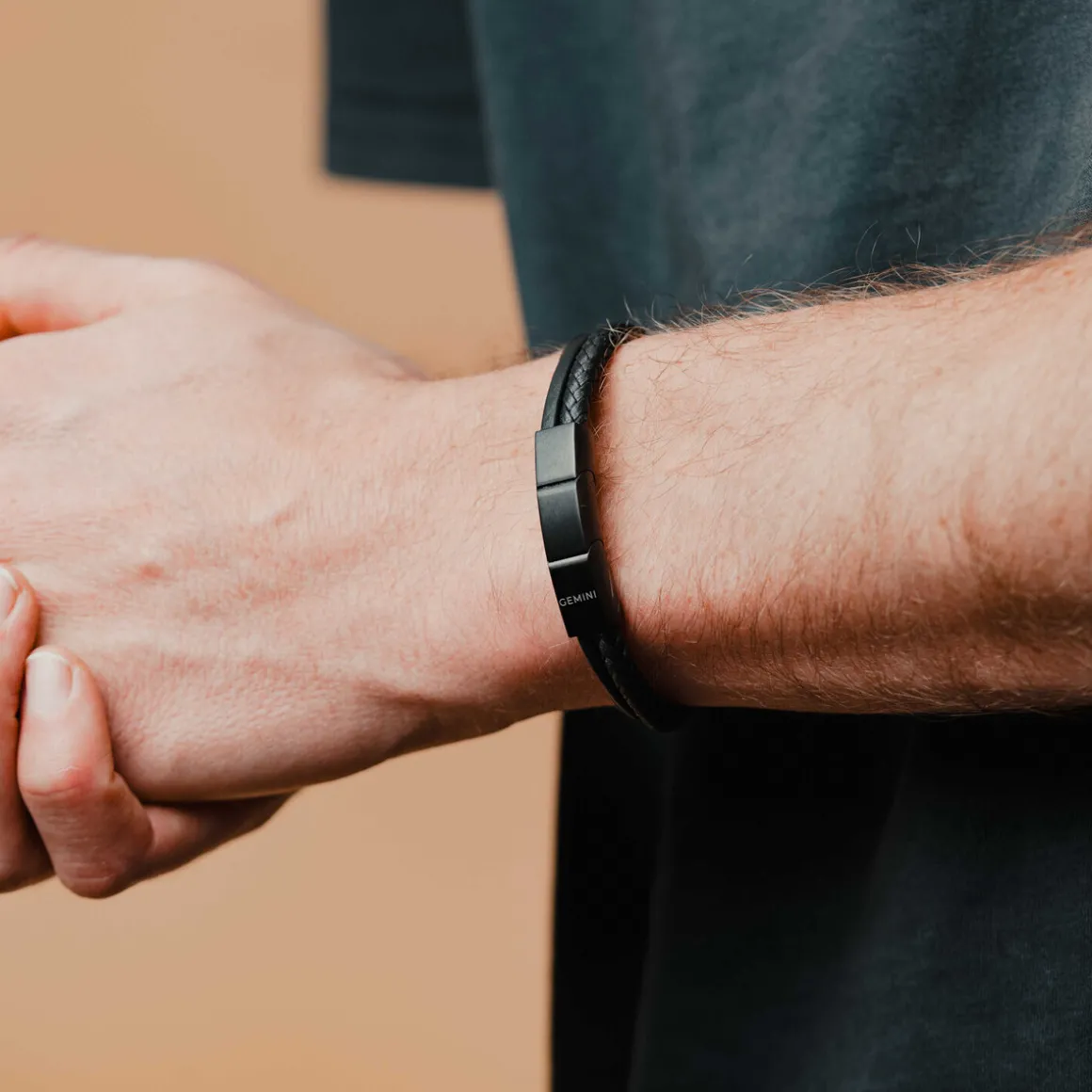 Bracelet homme Gemini triple Arte Black cuir