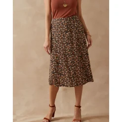 by - Jupe boutonnée élastiquée