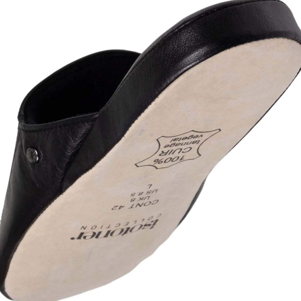 Chausson mules cuir Homme Noir