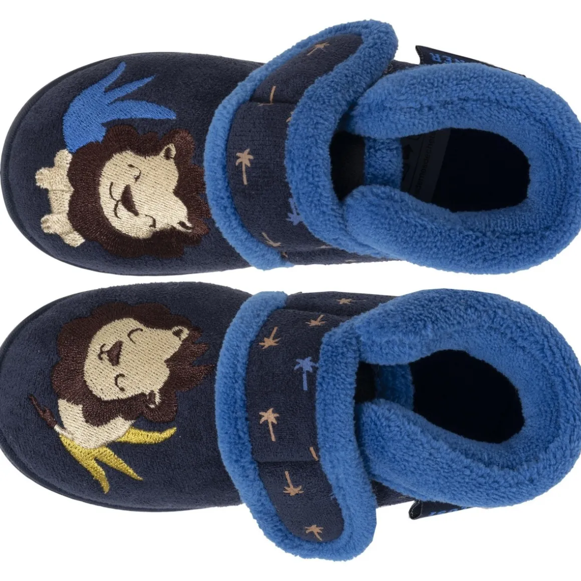 Chaussons bottillons velcro Enfant Marine Lion