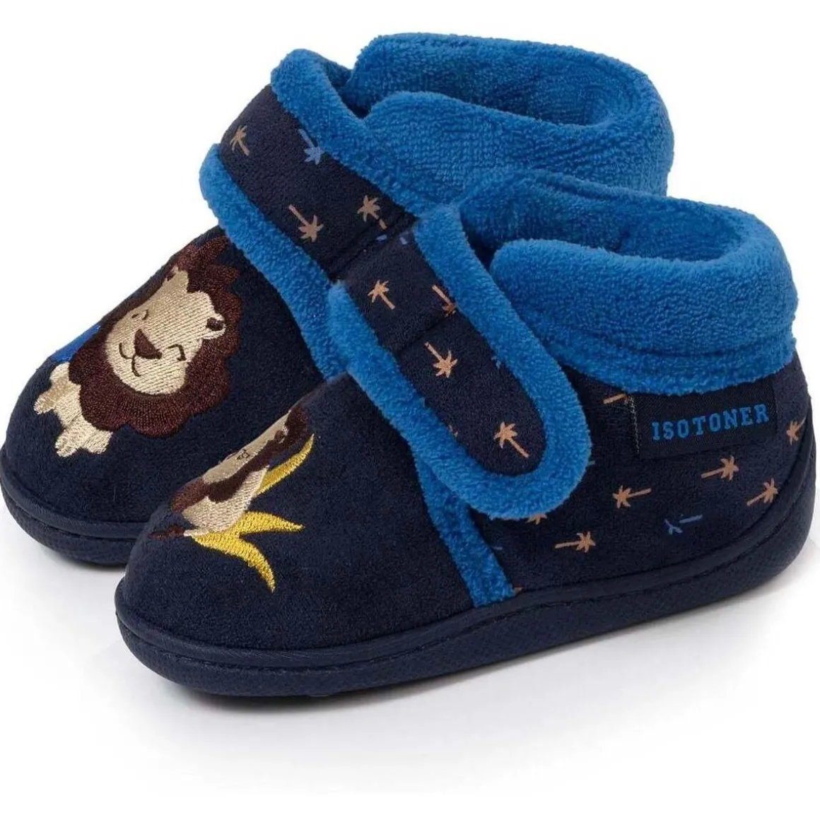 Chaussons bottillons velcro Enfant Marine Lion