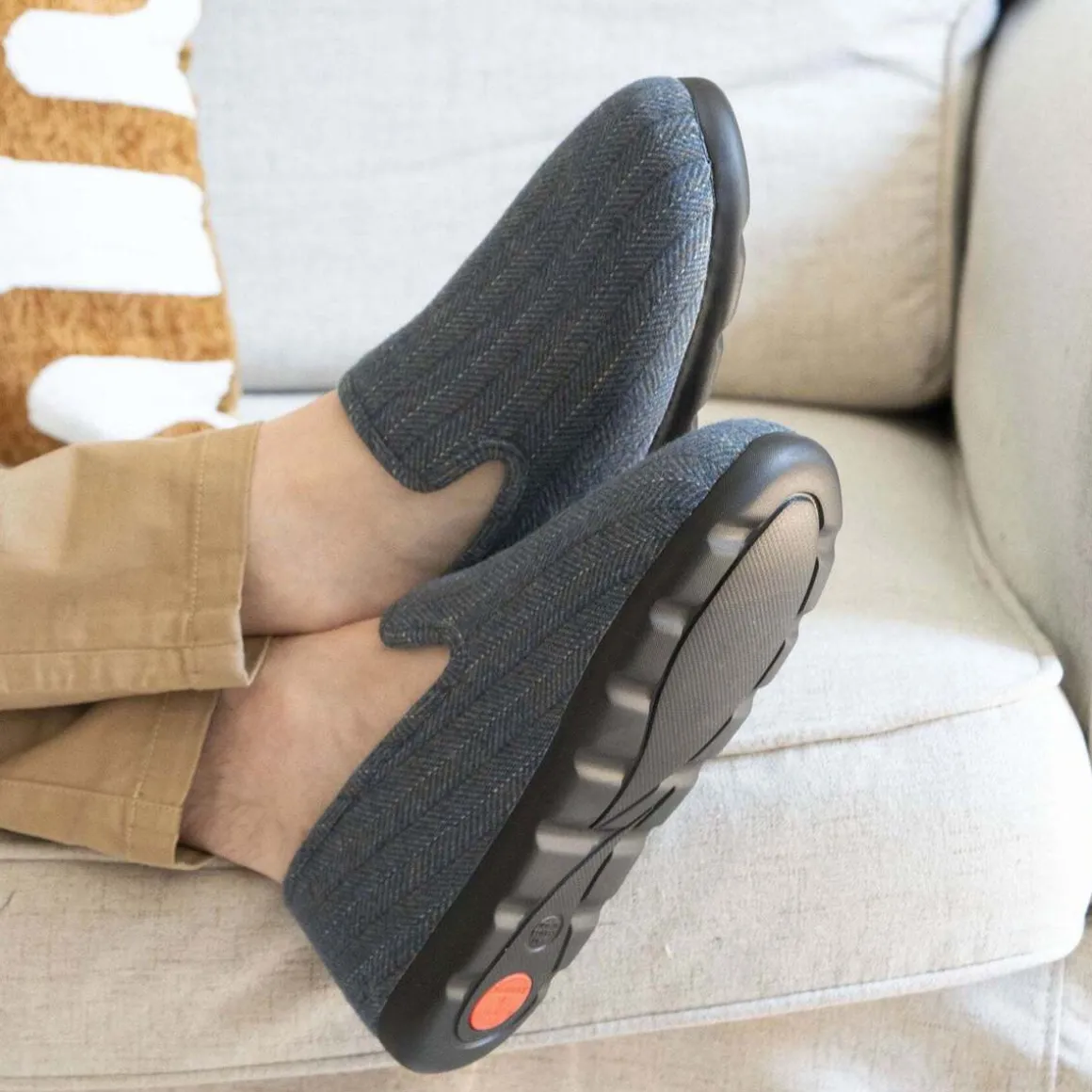 Chaussons charentaises Homme Chevrons bleus