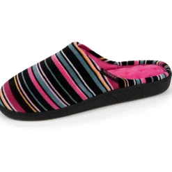 Chaussons mules Femme Rayures Roses