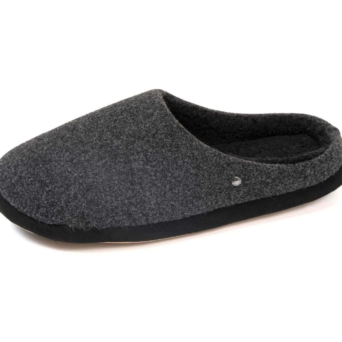 Chaussons mules Homme Noir feutrine chinée