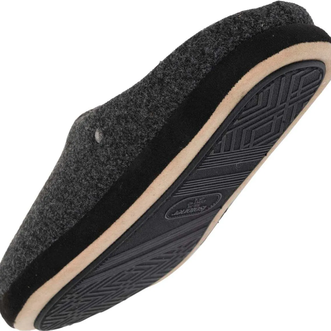 Chaussons mules Homme Noir feutrine chinée