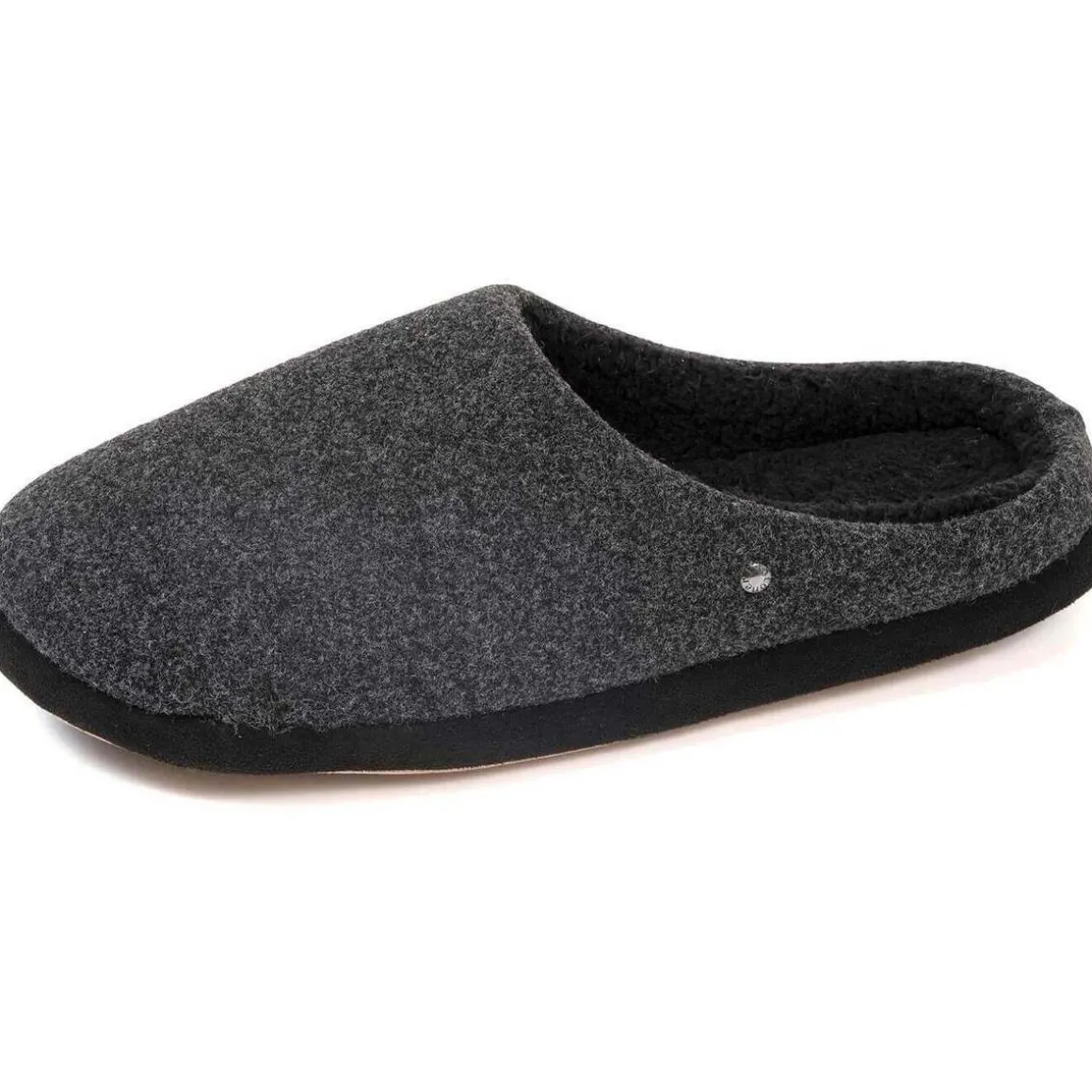 Chaussons mules Homme Noir feutrine chinée
