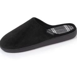 Chaussons mules Homme tartan Noir