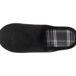 Chaussons mules Homme tartan Noir