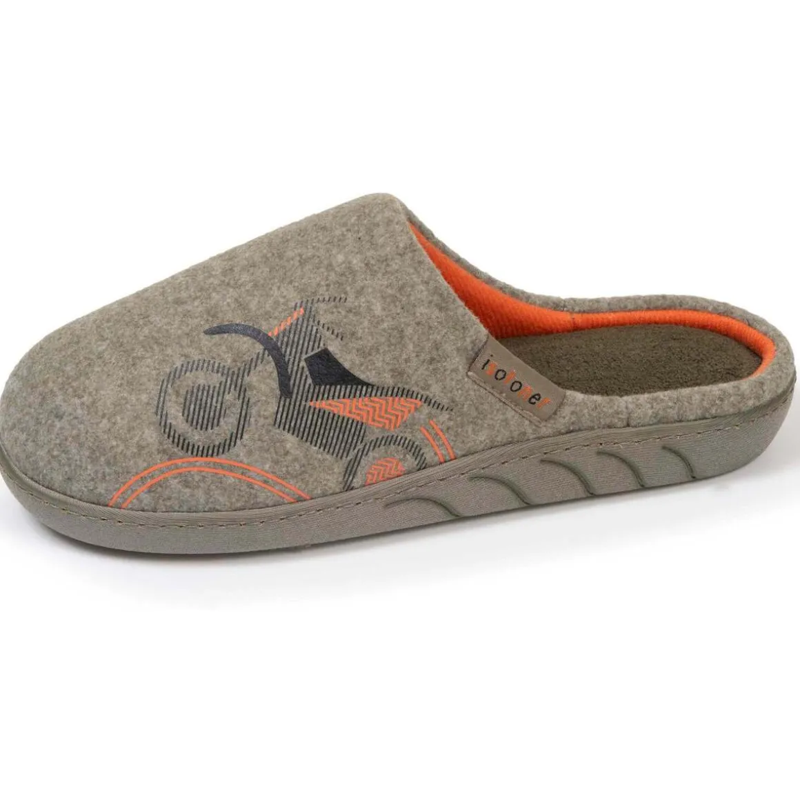 Chaussons mules Junior moto Kaki chiné