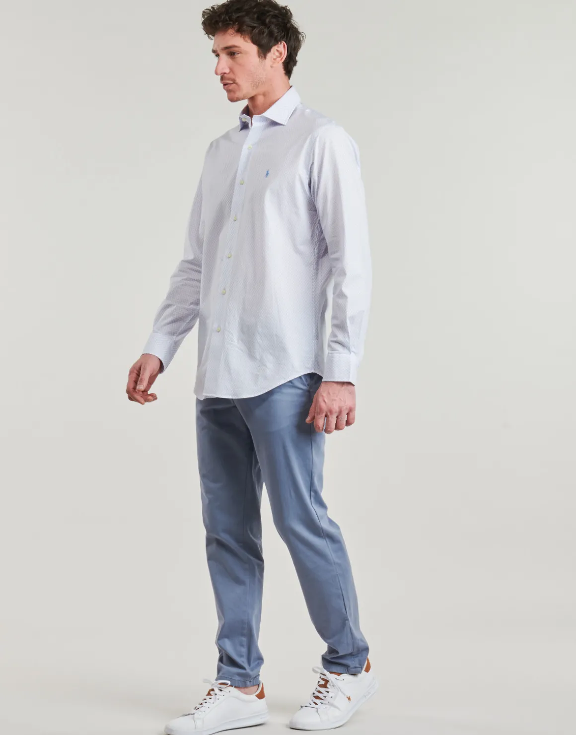 CHEMISE COUPE DROITE EN POPELINE MICRO MOTIF