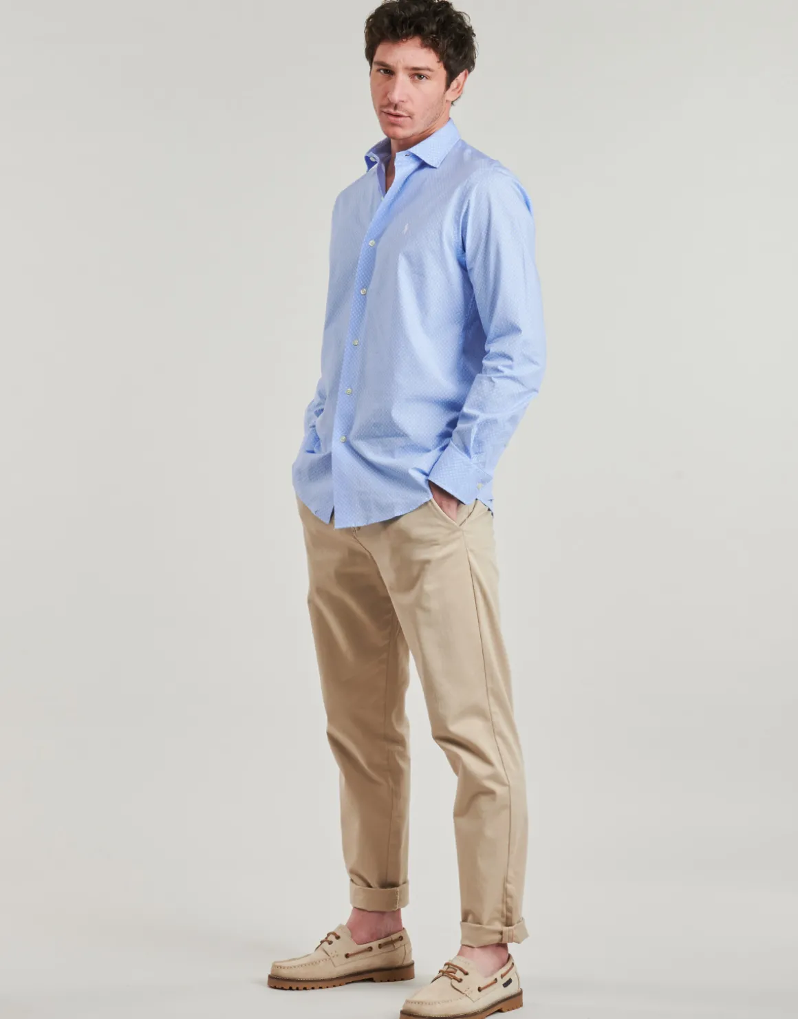 CHEMISE COUPE DROITE EN POPELINE MICRO MOTIF