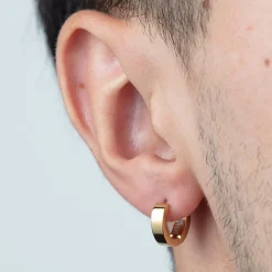 Créoles style homme acier doré