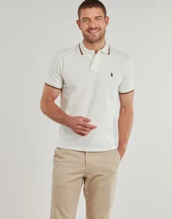 POLO COUPE DROITE EN COTON BASIC MESH COL RAYE