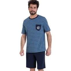 Pyjama court col rond RAYURES WAVES