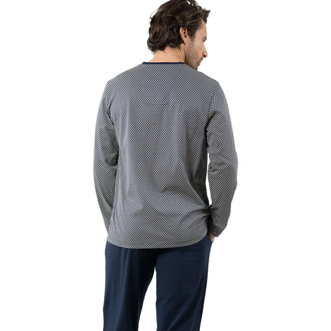 Pyjama long col v coton