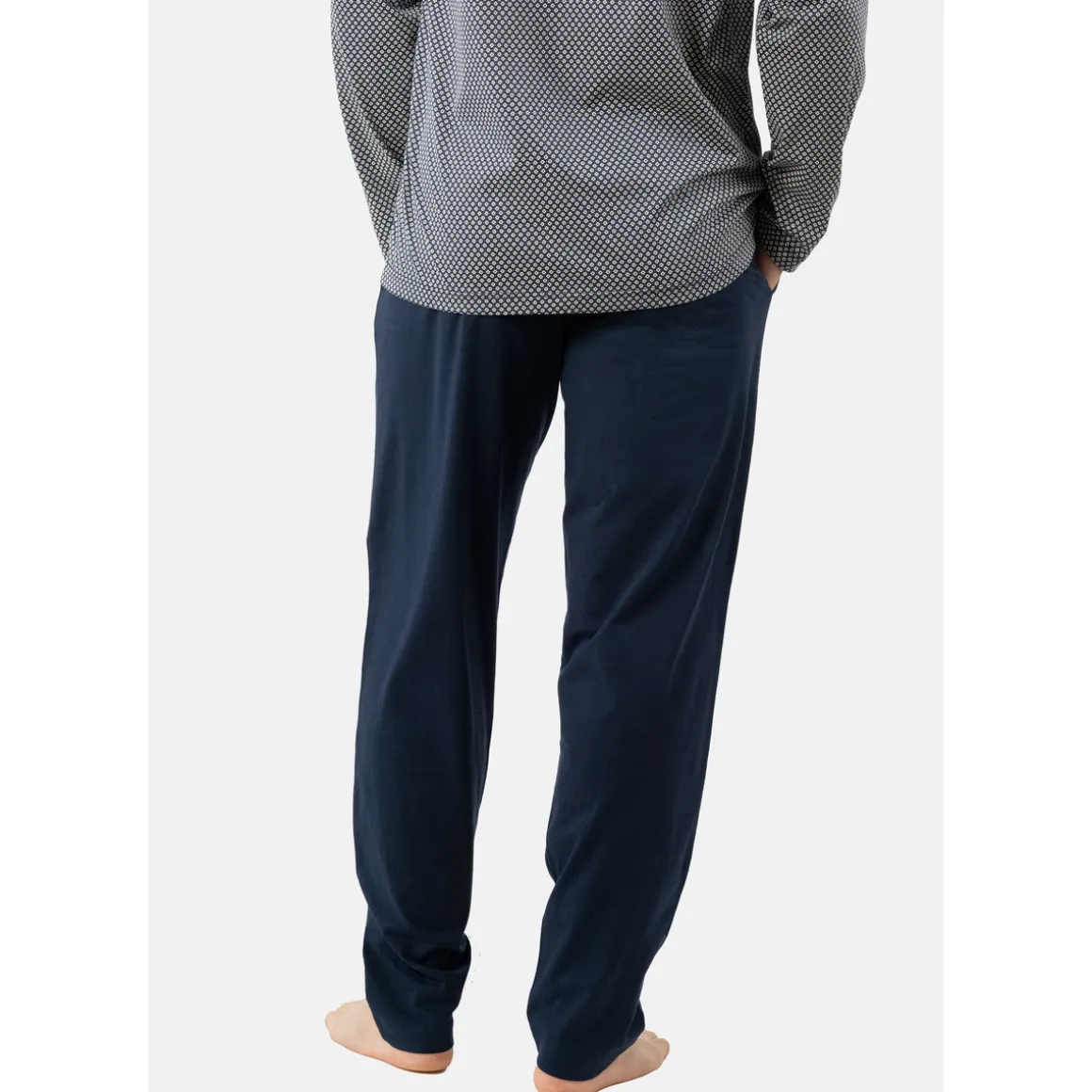 Pyjama long col v coton