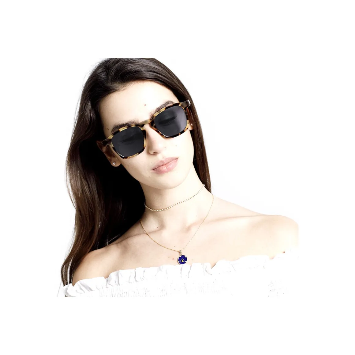 V8F Unico Cheetah Lunettes de soleil, Havana/Bleu, 50 mm