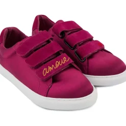 Baskets en tissu Edith Satin Amour Framboise