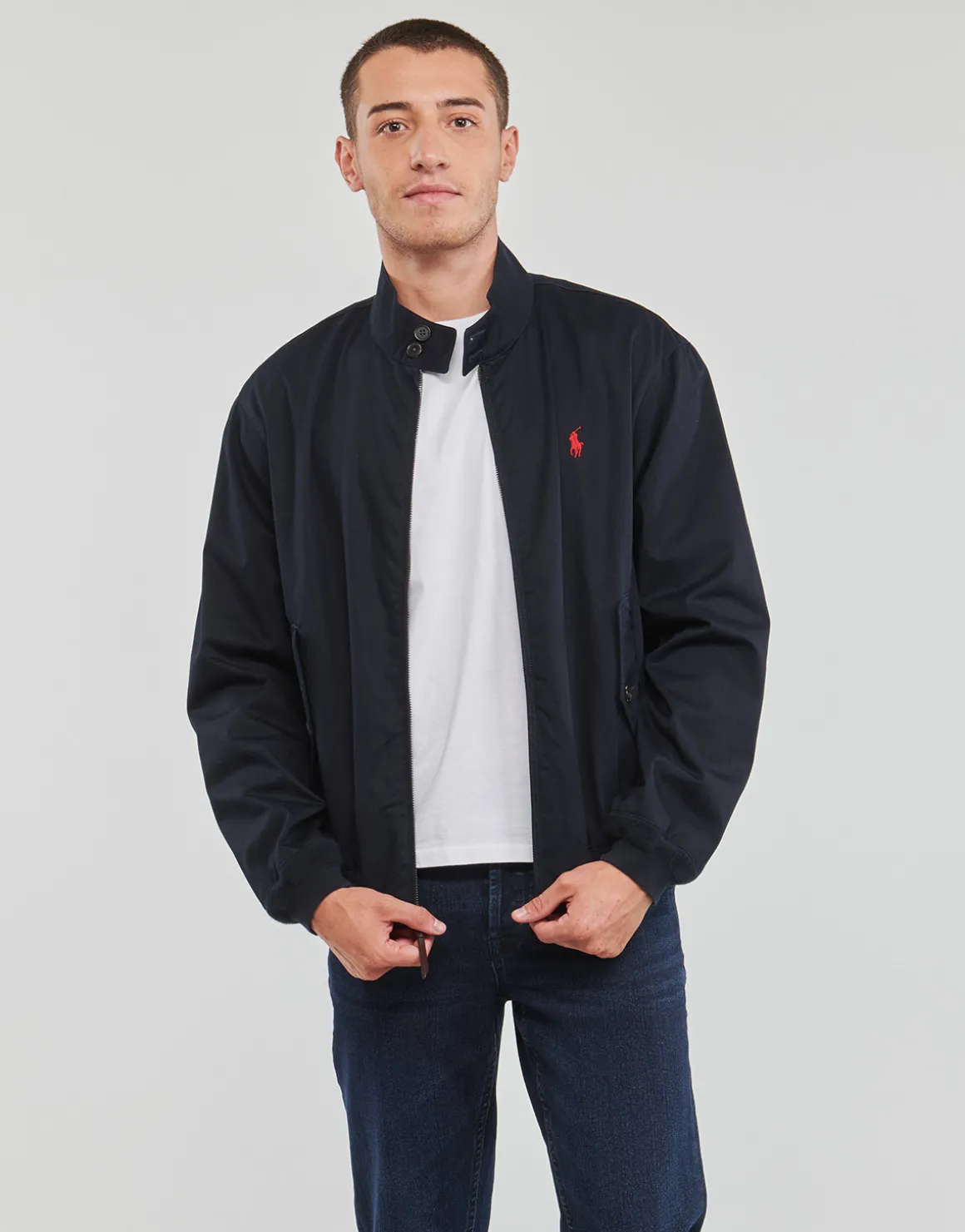 BLOUSON ZIPPE EN SERGE DE COTON AVEC DOUBLURE TARTAN