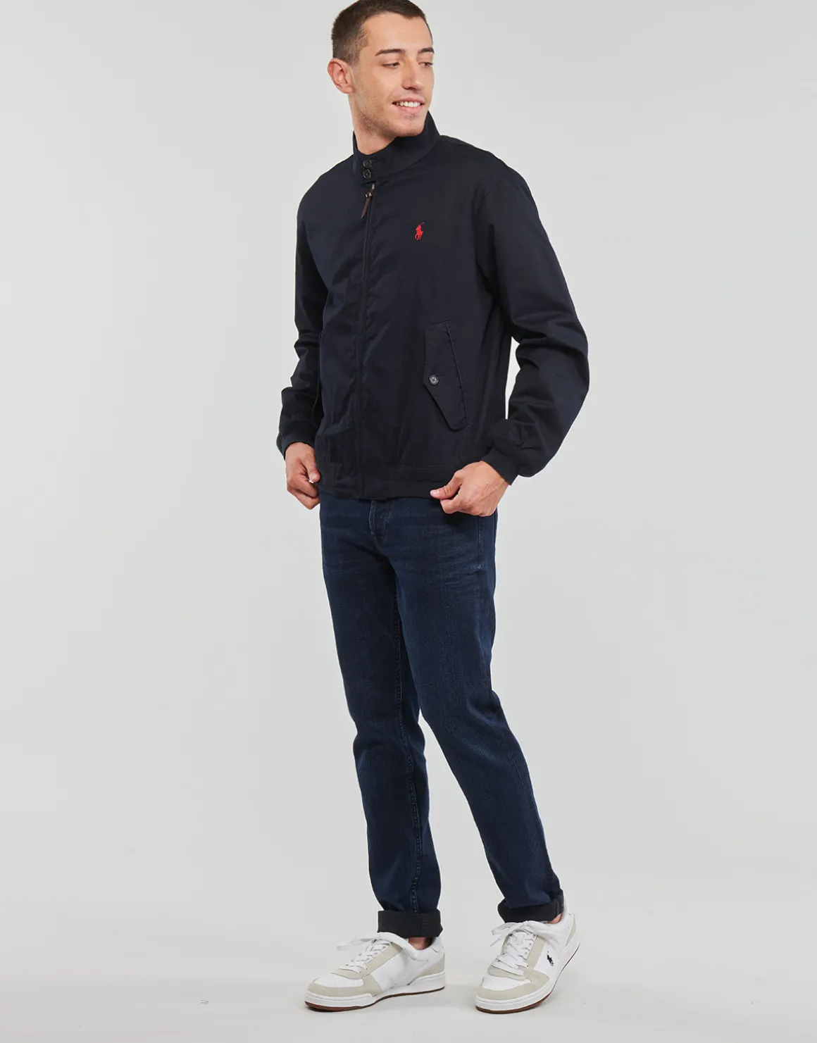 BLOUSON ZIPPE EN SERGE DE COTON AVEC DOUBLURE TARTAN