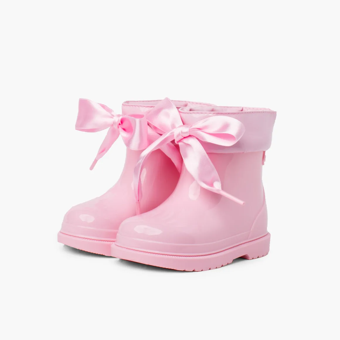 Bottes De Pluie Basses En Cuir Verni Avec Nœud Pour Fille
