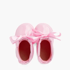 Bottes De Pluie Basses En Cuir Verni Avec Nœud Pour Fille