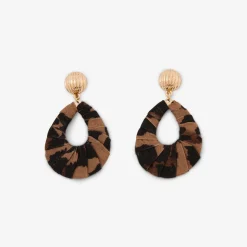 Boucles d'oreilles goutte en tissu Léopard félin