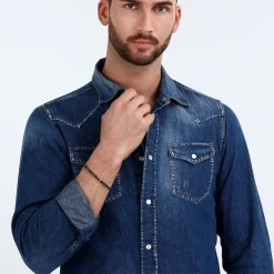 Bracelet en acier et onyx