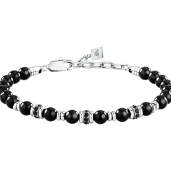 Bracelet en acier et onyx