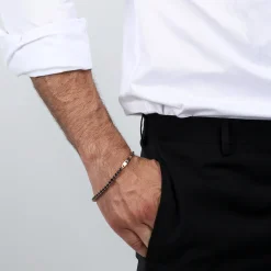Bracelet en acier et zircon