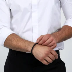 Bracelet en acier recyclé et cuir