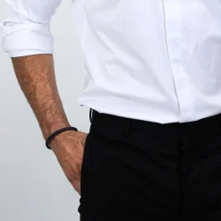 Bracelet en acier recyclé et cuir