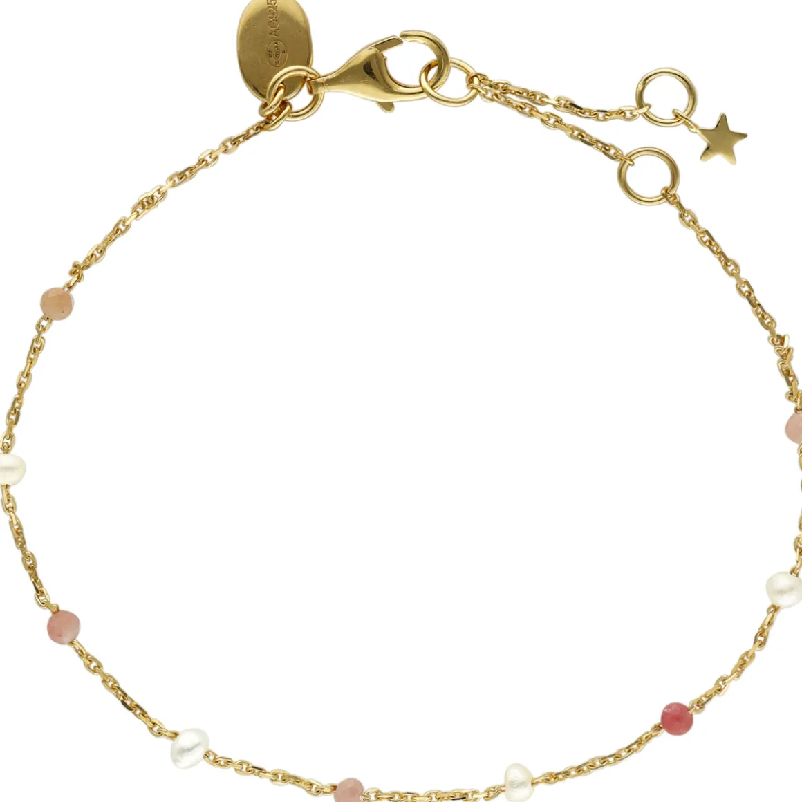 Bracelet En Argent Doré Pierres Naturelles Quartz Rose