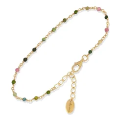 Bracelet En Argent Doré Pierres Tourmaline