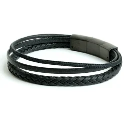 Bracelet homme Gemini triple Arte Black cuir