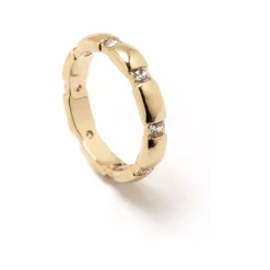 by - Alliance alternée plaqué or et zirconias