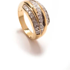 by - Bague zirconias blancs plaqué or