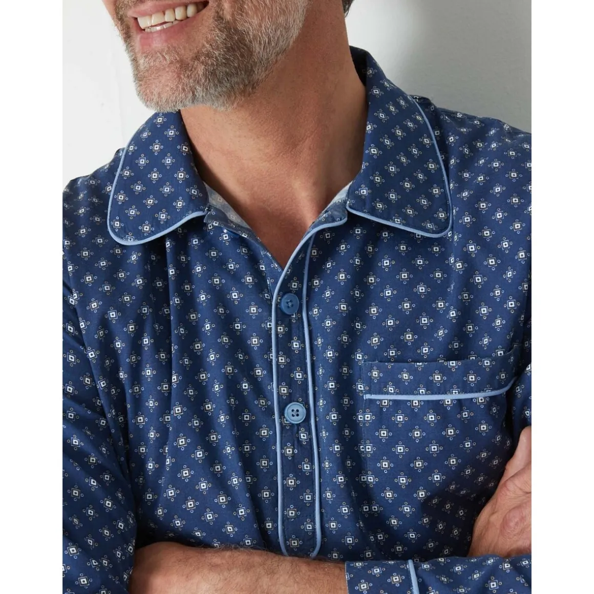 by - Liquette de nuit homme en popeline