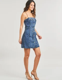CHAIN STRAP DENIM DRESS