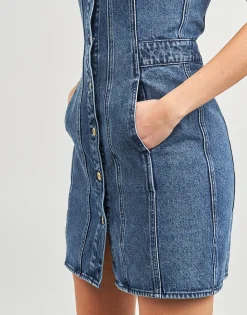 CHAIN STRAP DENIM DRESS