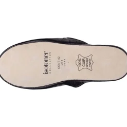 Chausson mules cuir Homme Noir