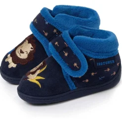 Chaussons bottillons velcro Enfant Marine Lion