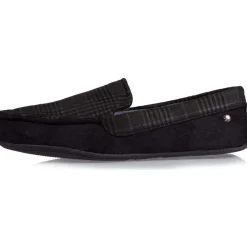 Chaussons mocassins Homme Noir tartan