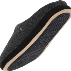 Chaussons mules Homme Noir feutrine chinée
